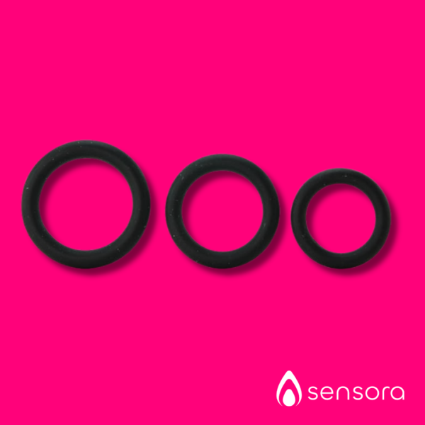 Ram Silicone Cock Rings negro 3 pzs