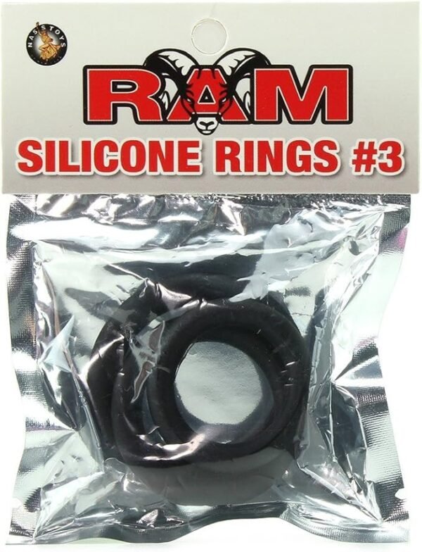 Ram Silicone Cock Rings negro 3 pzs