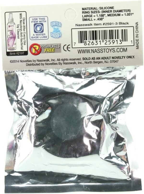 Ram Silicone Cock Rings negro 3 pzs