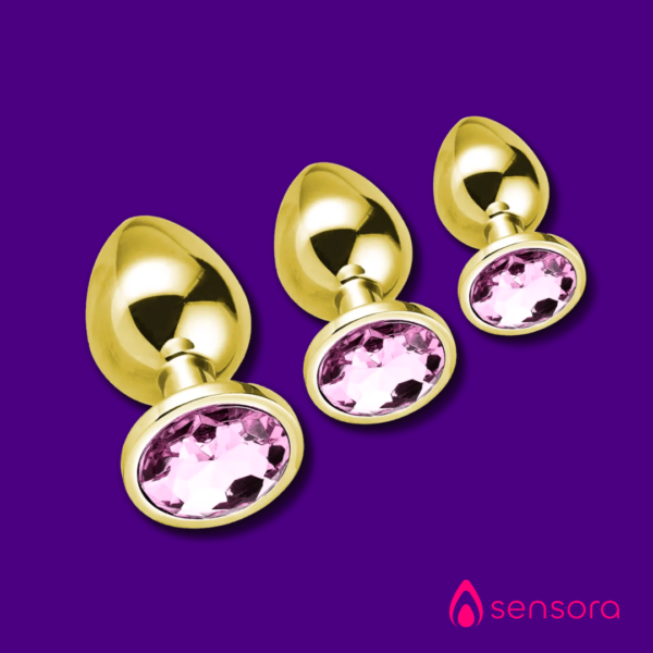 Pack 3 Plug Anal Chapado en Oro – Elegancia y Placer